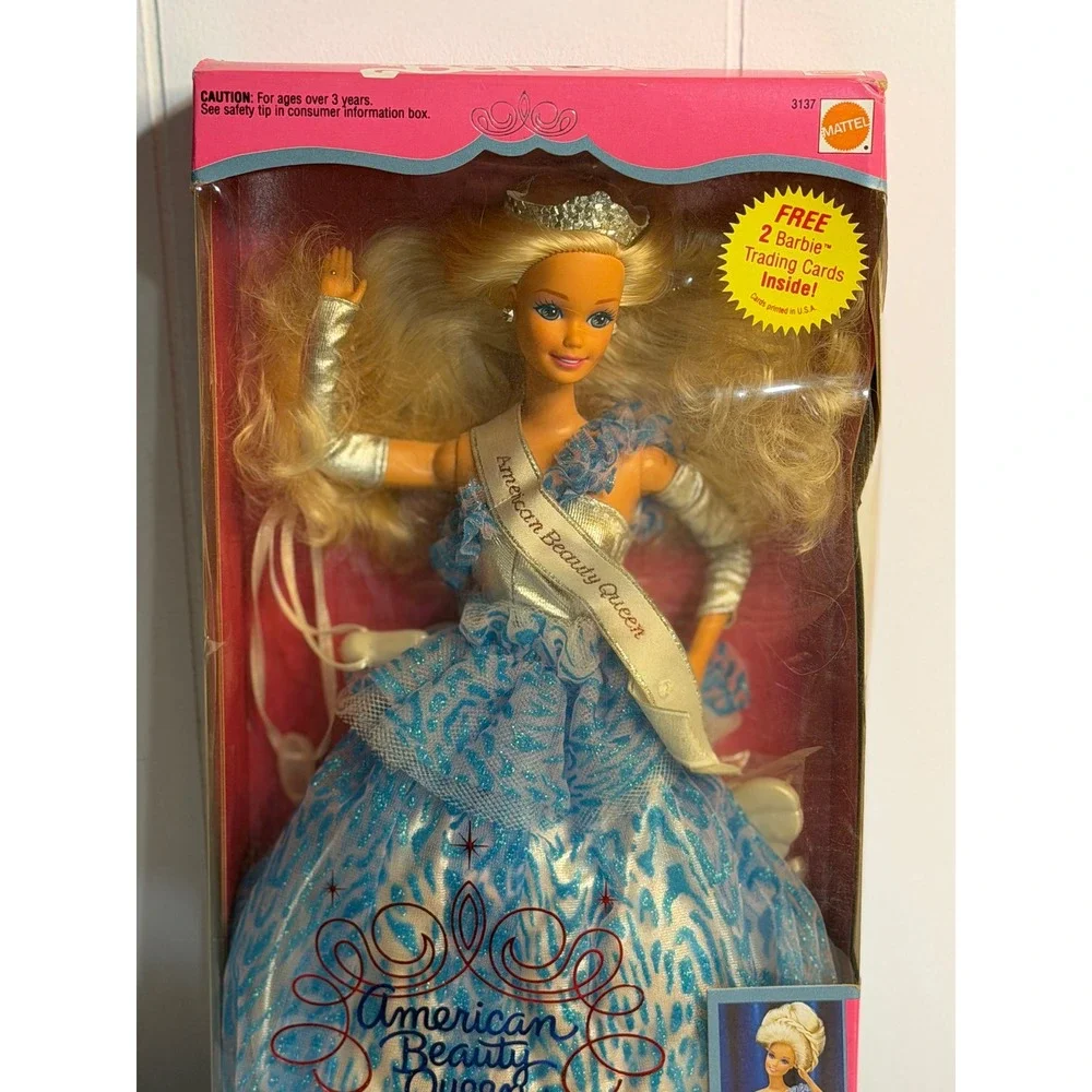 VTG 1991 Mattel American Beauty Queen Barbie Doll #3137 Blue Gown NIB 90s Toy‎